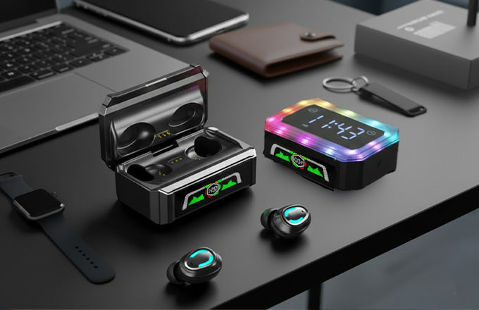 Wireless Bluetooth Earbuds with Powerbank Case and Display Clock