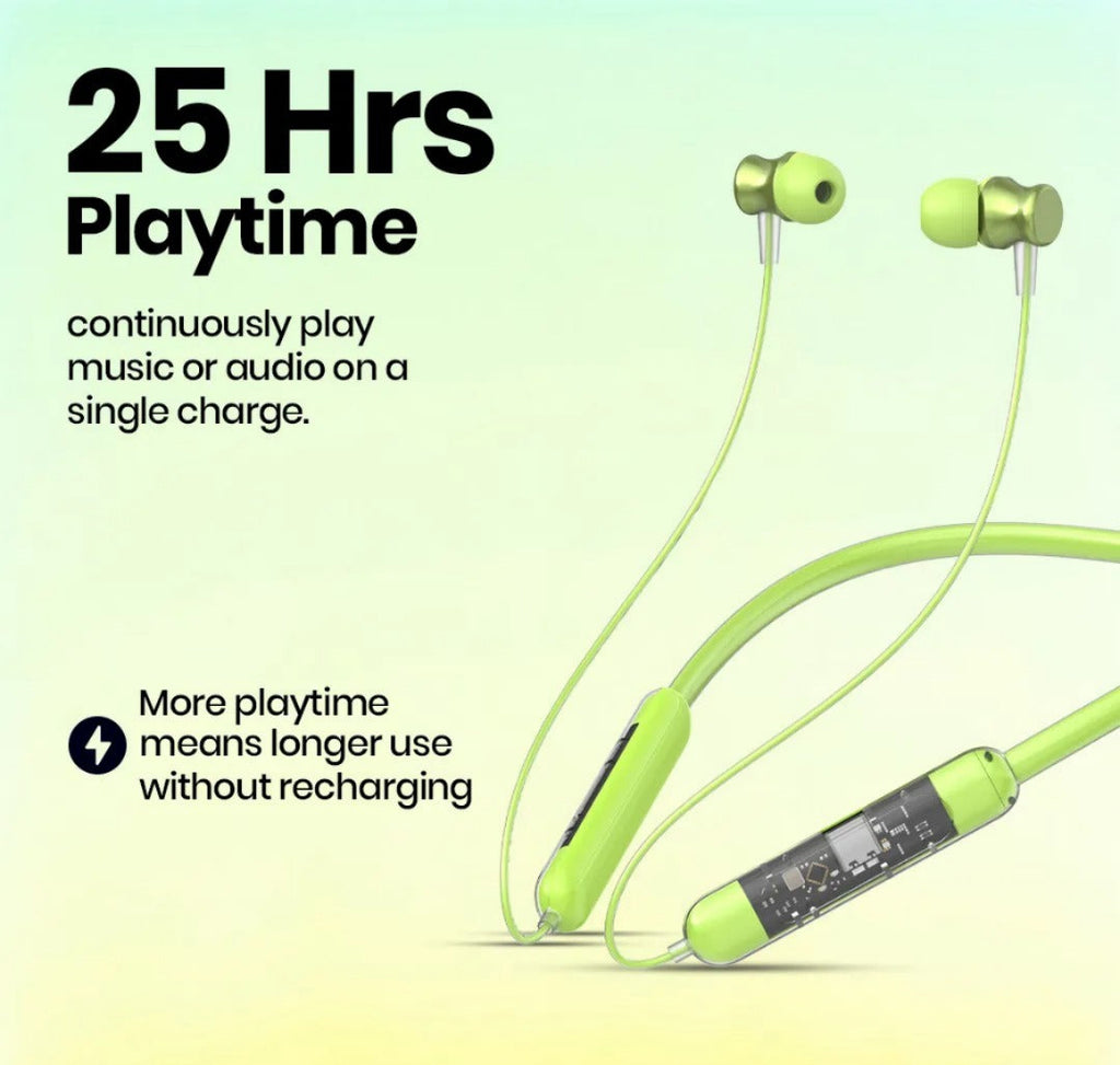 🎧🎵 Transparent Bluetooth Neckband 💚 | 72H Battery Life 🔋 |HD Voice | Deep Bass🔋✨