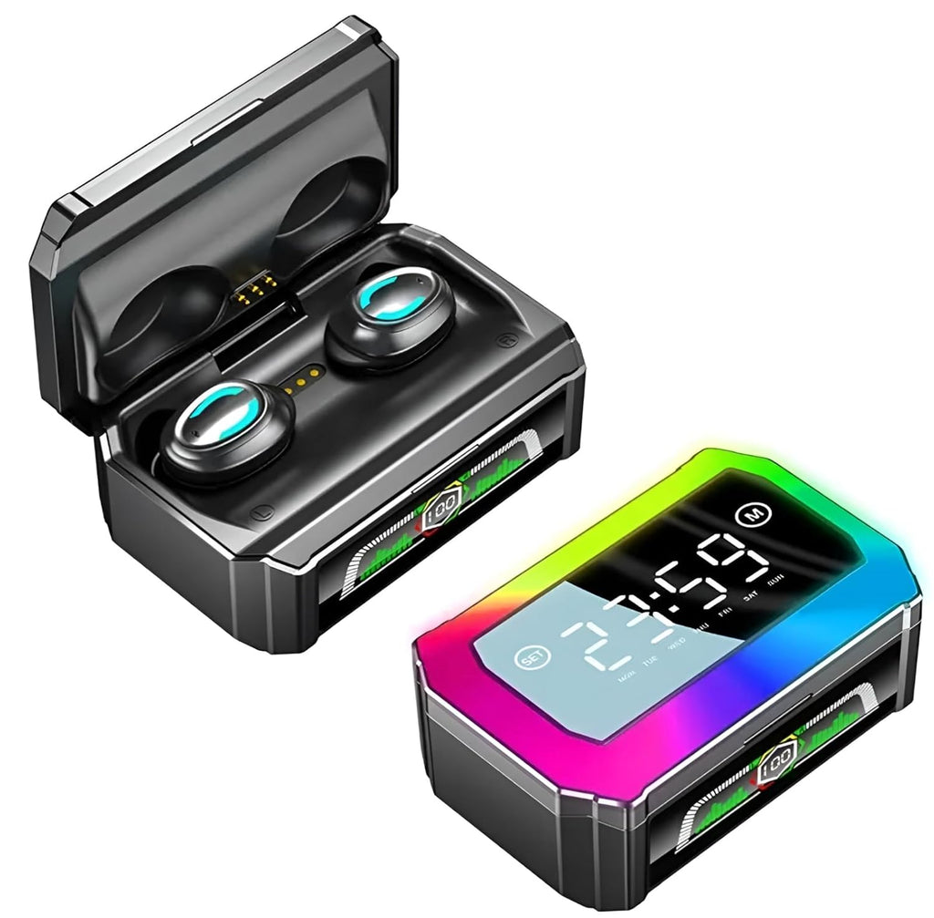 Wireless Bluetooth Earbuds with Powerbank Case and Display Clock