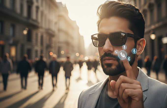 Smart Bluetooth Audio Glasses - Sunglasses with Built-in Mic & Speakers, Open Ear Wireless Headphones Smart Glasses for Adults, Solar-Powered Smart Sunglasses