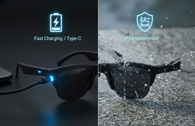 Smart Bluetooth Audio Glasses - Sunglasses with Built-in Mic & Speakers, Open Ear Wireless Headphones Smart Glasses for Adults, Solar-Powered Smart Sunglasses