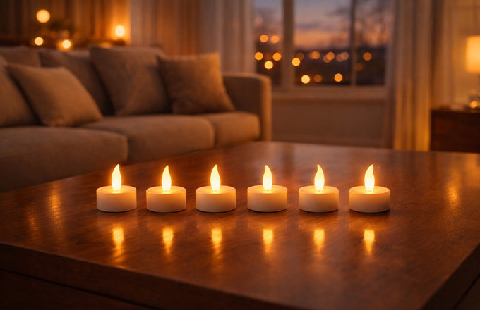Pack of 06 LED Tealight Candles – Battery Operated Flameless & Smokeless Decorative Diyas for Diwali, Pooja & Home Decoration, Warm Yellow Tea Lights for Festival & Party Décor