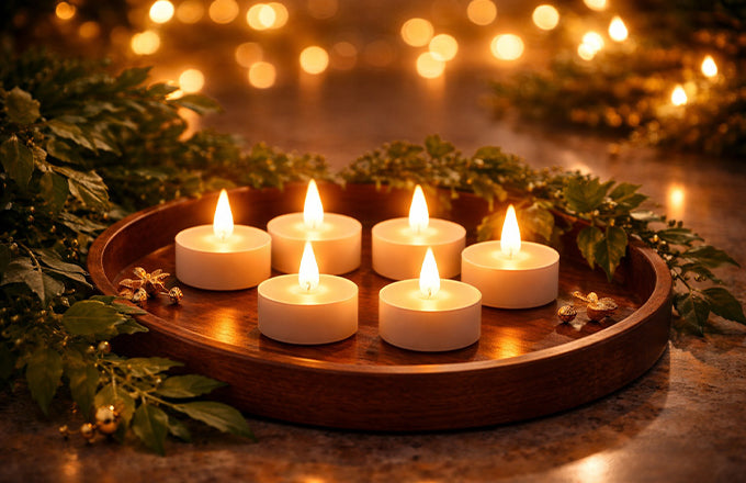 Pack of 06 LED Tealight Candles – Battery Operated Flameless & Smokeless Decorative Diyas for Diwali, Pooja & Home Decoration, Warm Yellow Tea Lights for Festival & Party Décor