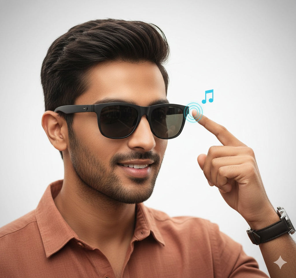 Smart Bluetooth Audio Glasses - Sunglasses with Built-in Mic & Speakers, Open Ear Wireless Headphones Smart Glasses for Adults, Solar-Powered Smart Sunglasses