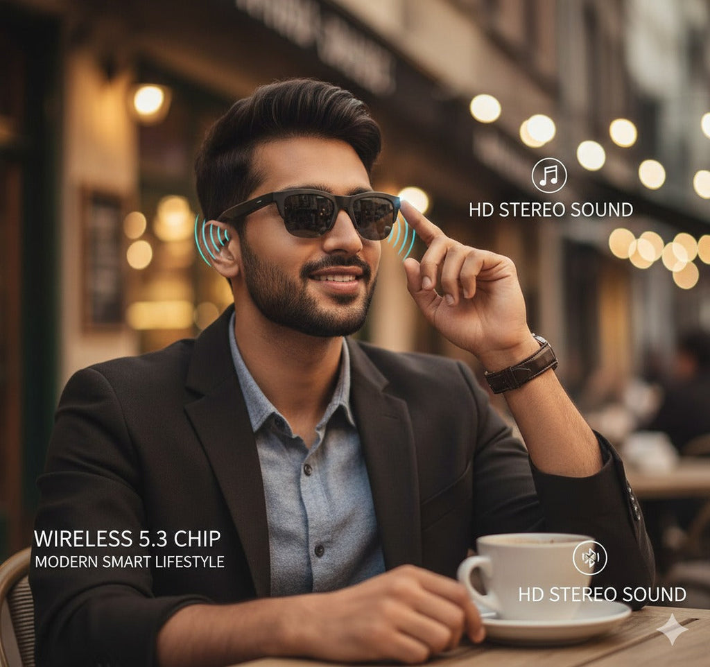 Smart Bluetooth Audio Glasses - Sunglasses with Built-in Mic & Speakers, Open Ear Wireless Headphones Smart Glasses for Adults, Solar-Powered Smart Sunglasses