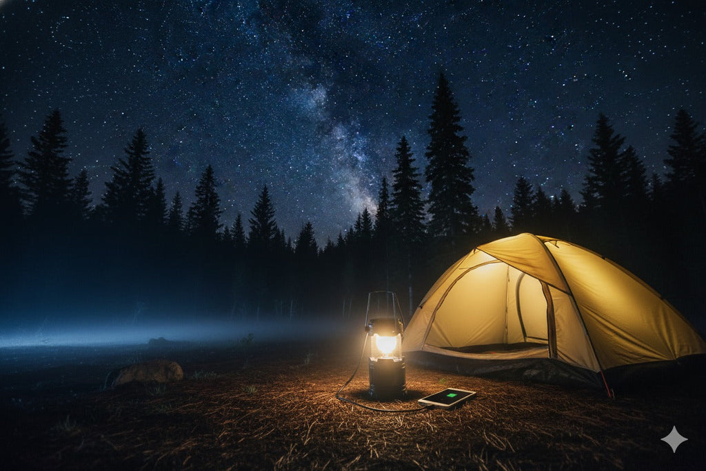 Rechargeable Solar Lantern & Charging LED Torch Light With Power Bank, Portable Camping & Home Emergency Light