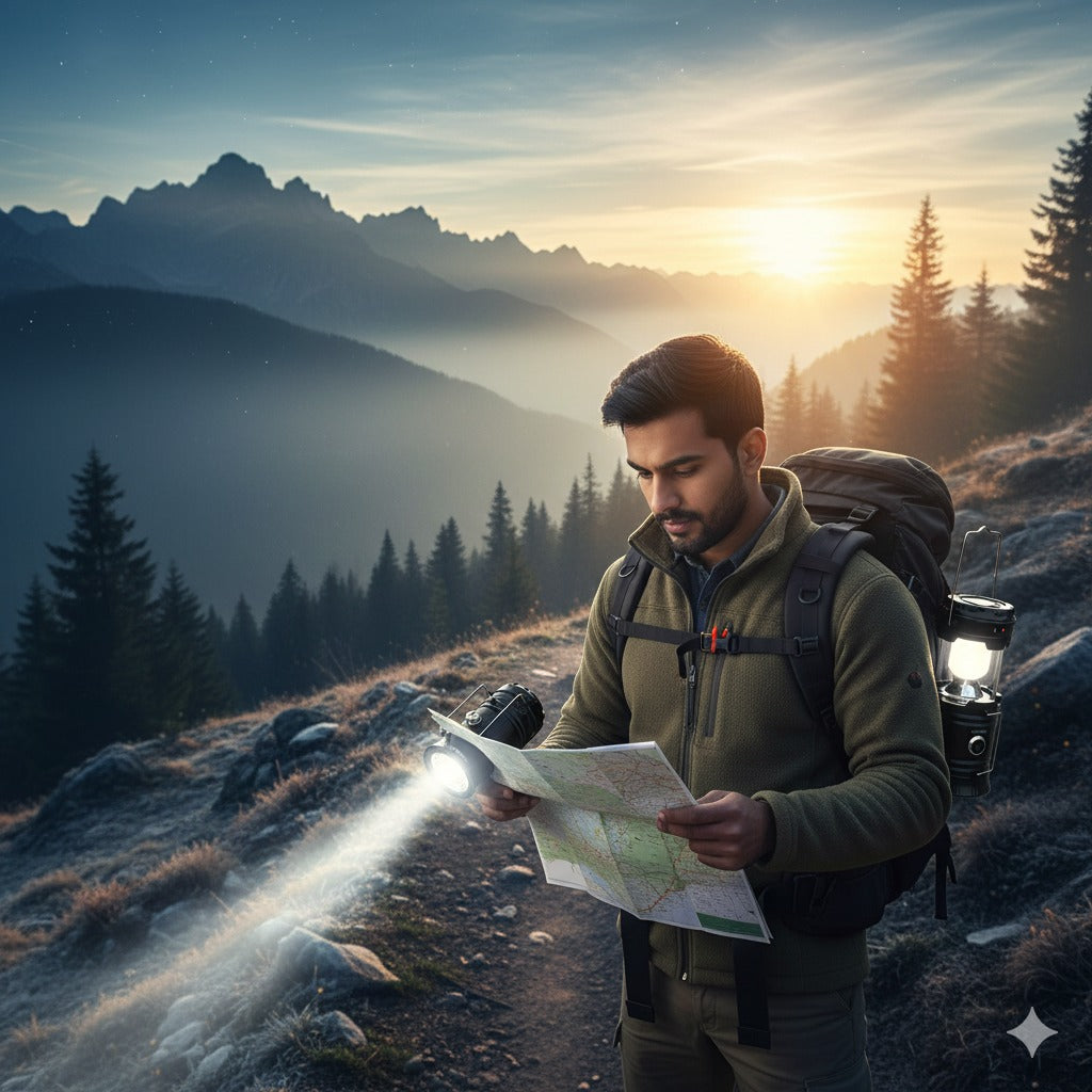 Rechargeable Solar Lantern & Charging LED Torch Light With Power Bank, Portable Camping & Home Emergency Light