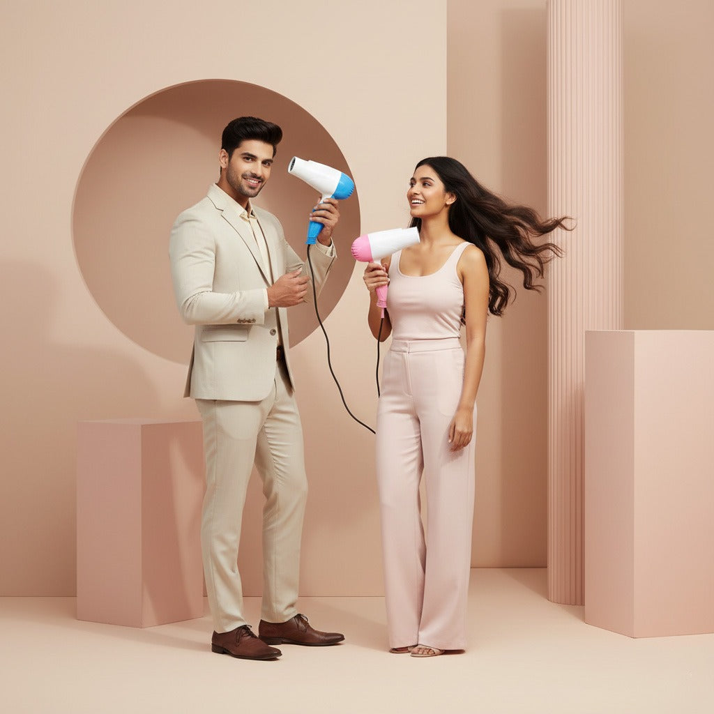 Hair Dryer, 1000 Watts, Compact, Lightweight, Portable, Multiple Heat And Speed Settings, Cool Shot Button, Folding Handle