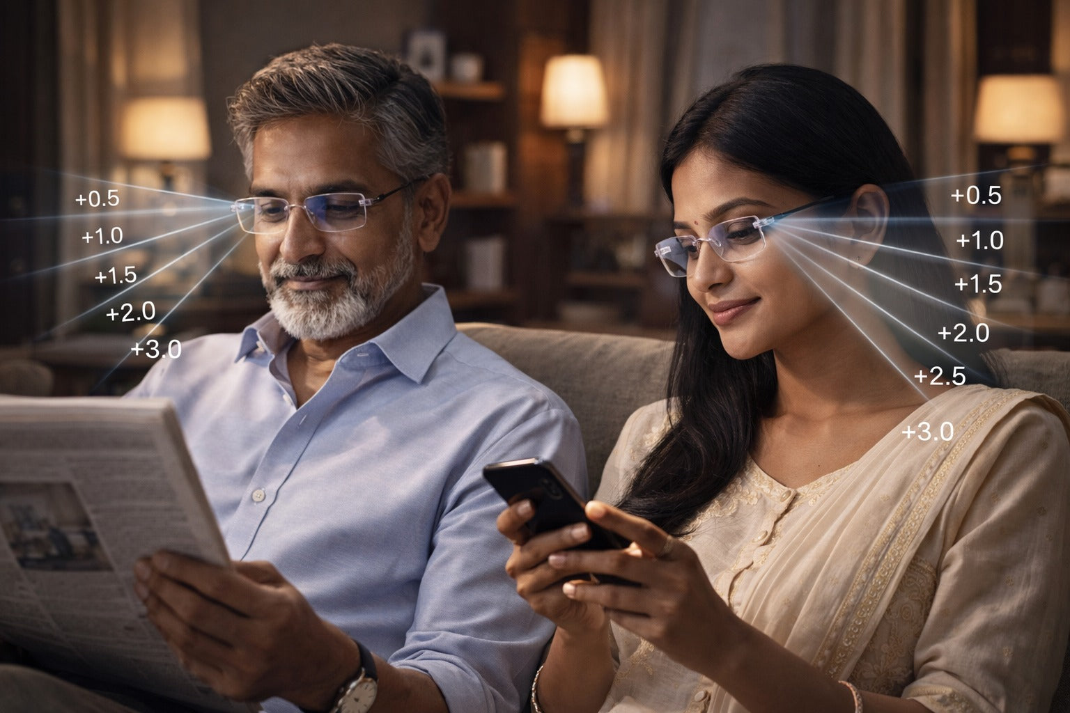 Rimless Adaptive Power Reading Glasses for Clear Vision