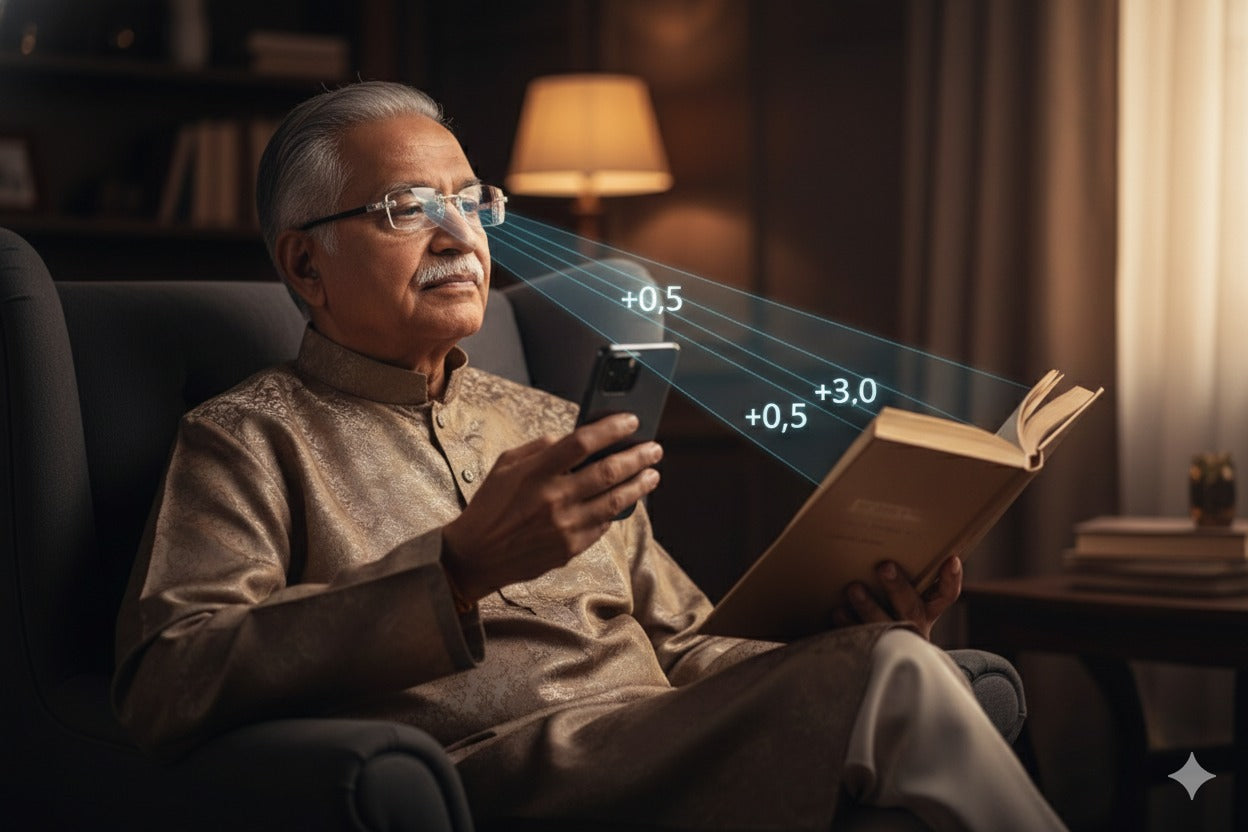 Rimless Adaptive Power Reading Glasses for Clear Vision